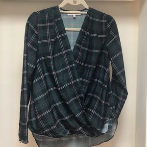 Amanda Uprichard Small (S) green/navy plaid blouse